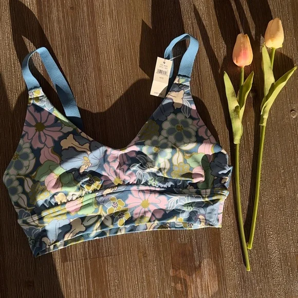 Aerie Blue and Pink Floral Bralette - Picture 5 of 5
